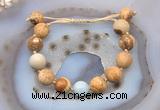 CGB9717 12mm round picture jasper & aquamarine adjustable bracelets