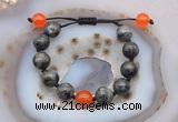 CGB9803 12mm round black labradorite & candy jade adjustable bracelets