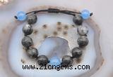 CGB9806 12mm round black labradorite & candy jade adjustable bracelets