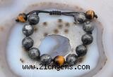 CGB9813 12mm round black labradorite & yellow tiger eye adjustable bracelets