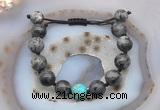 CGB9829 12mm round black labradorite & blue sea sediment jasper adjustable bracelets