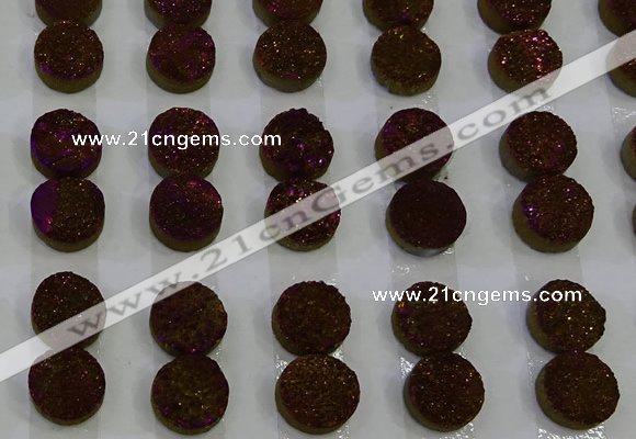 CGC100 12mm flat round druzy quartz cabochons wholesale