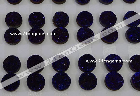 CGC111 14mm flat round druzy quartz cabochons wholesale