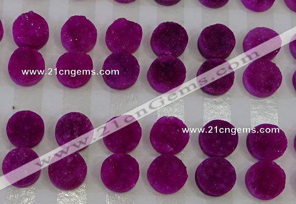 CGC112 14mm flat round druzy quartz cabochons wholesale