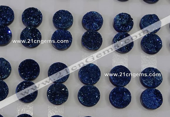 CGC114 14mm flat round druzy quartz cabochons wholesale