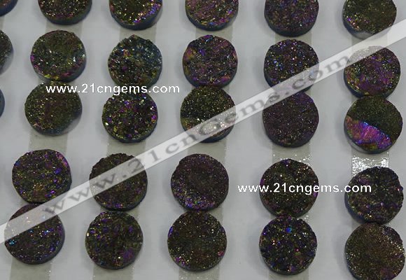 CGC123 16mm flat round druzy quartz cabochons wholesale