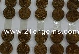 CGC130 18mm flat round druzy quartz cabochons wholesale