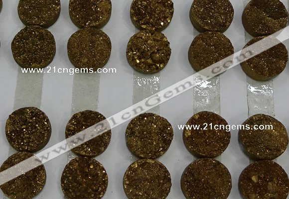 CGC130 18mm flat round druzy quartz cabochons wholesale