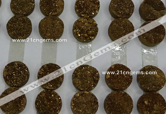 CGC130 18mm flat round druzy quartz cabochons wholesale