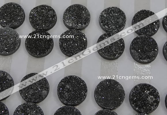 CGC131 18mm flat round druzy quartz cabochons wholesale