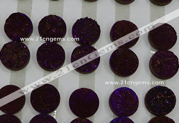 CGC145 20mm flat round druzy quartz cabochons wholesale