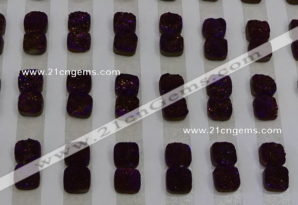 CGC212 10*10mm square druzy quartz cabochons wholesale