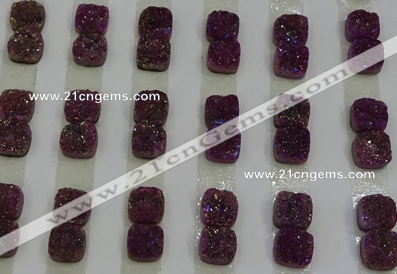 CGC214 10*10mm square druzy quartz cabochons wholesale