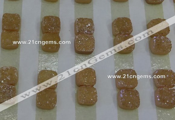 CGC215 10*10mm square druzy quartz cabochons wholesale