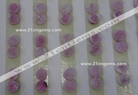 CGC85 8mm flat round druzy quartz cabochons wholesale