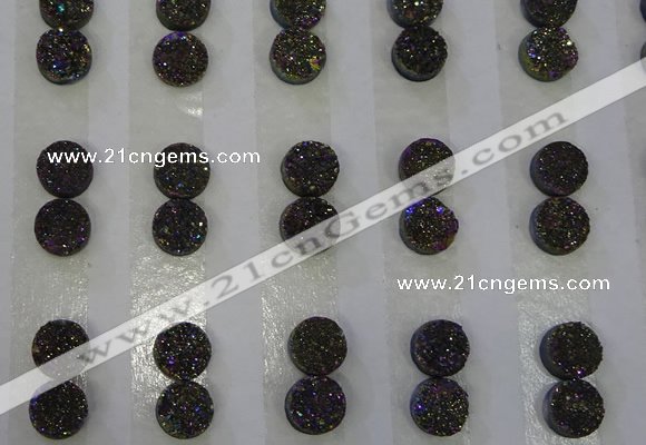 CGC86 8mm flat round druzy quartz cabochons wholesale