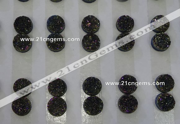 CGC92 10mm flat round druzy quartz cabochons wholesale