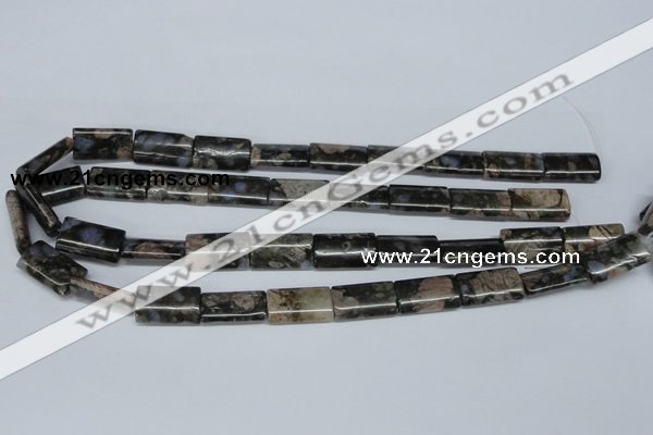 CGE06 15.5 inches 12*20mm flat tube glaucophane gemstone beads