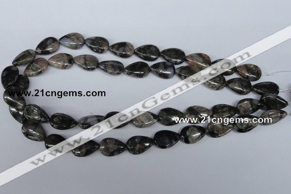 CGE07 15.5 inches 13*18mm flat teardrop glaucophane gemstone beads