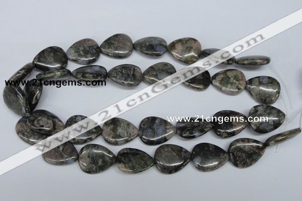 CGE08 15.5 inches 20*25mm flat teardrop glaucophane gemstone beads