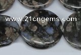 CGE10 15.5 inches 30mm flat round glaucophane gemstone beads