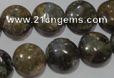 CGE125 15.5 inches 15mm flat round glaucophane gemstone beads