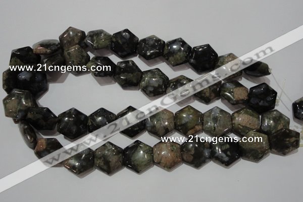 CGE174 15.5 inches 20*20mm hexagon glaucophane gemstone beads