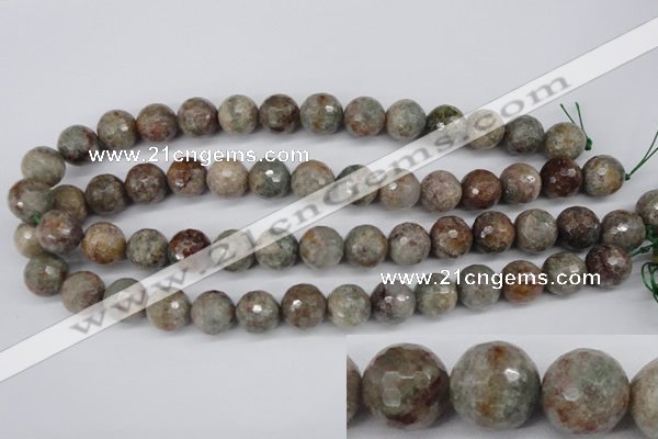 CGG16 15.5 inches 14mm faceted round ghost gemstone beads wholesale