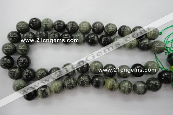 CGH07 15.5 inches 16mm round green hair stone beads wholesale