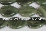 CGH14 15.5 inches 16*22mm flat teardrop green hair stone beads