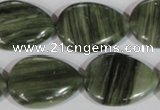 CGH15 15.5 inches 20*27mm flat teardrop green hair stone beads