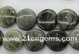 CGH17 15.5 inches 10mm flat round green hair stone beads wholesale