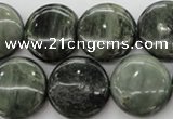 CGH20 15.5 inches 16mm flat round green hair stone beads wholesale