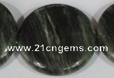 CGH25 15.5 inches 40mm flat round green hair stone beads