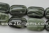 CGH26 15.5 inches 10*14mm rectangle green hair stone beads wholesale