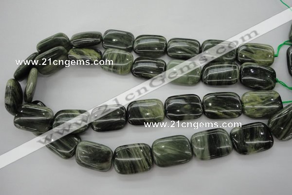 CGH27 15.5 inches 12*16mm rectangle green hair stone beads wholesale