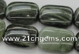 CGH29 15.5 inches 15*20mm rectangle green hair stone beads wholesale