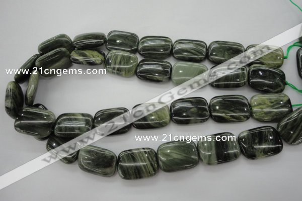 CGH29 15.5 inches 15*20mm rectangle green hair stone beads wholesale