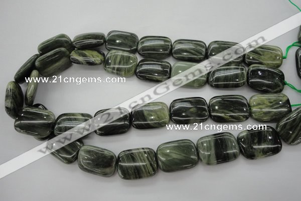 CGH30 15.5 inches 18*25mm rectangle green hair stone beads wholesale