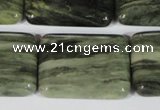 CGH31 15.5 inches 22*30mm rectangle green hair stone beads