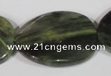 CGH40 15.5 inches 30*40mm twisted oval green hair stone beads