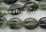 CGH44 15.5 inches 12*16mm oval green hair stone beads wholesale