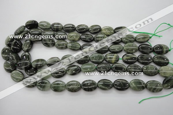 CGH44 15.5 inches 12*16mm oval green hair stone beads wholesale