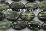 CGH45 15.5 inches 13*18mm oval green hair stone beads wholesale