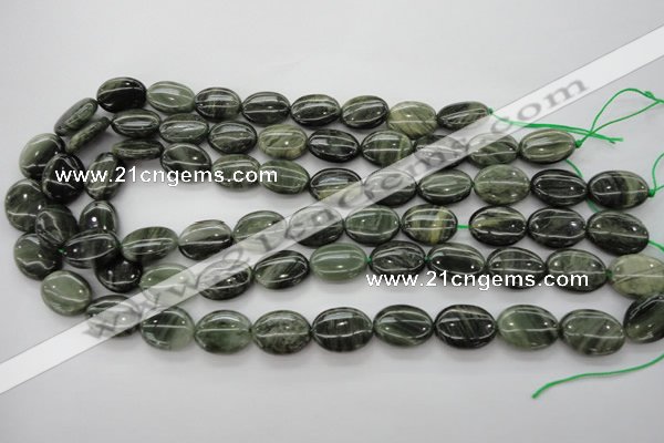 CGH45 15.5 inches 13*18mm oval green hair stone beads wholesale