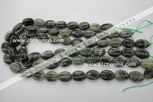CGH46 15.5 inches 15*20mm oval green hair stone beads wholesale