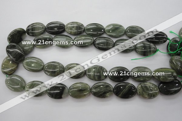 CGH47 15.5 inches 18*25mm oval green hair stone beads wholesale