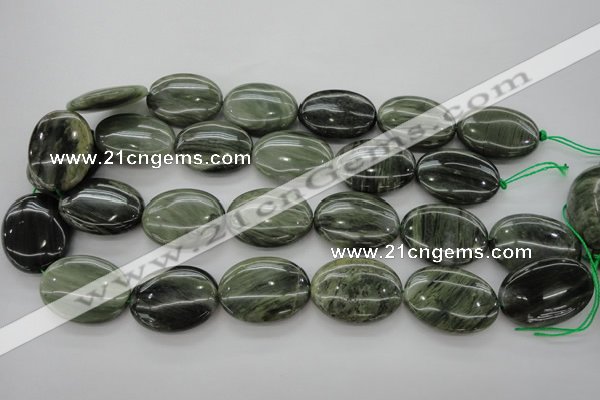 CGH48 15.5 inches 22*30mm oval green hair stone beads wholesale