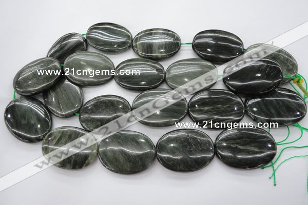 CGH50 15.5 inches 30*40mm oval green hair stone beads wholesale