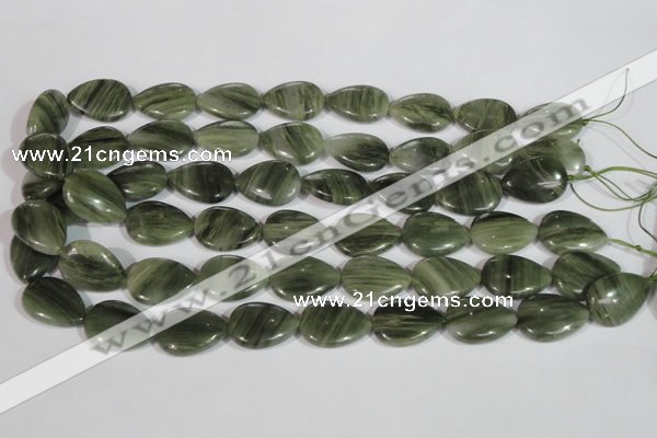 CGH52 15.5 inches 10*14mm flat teardrop green hair stone beads